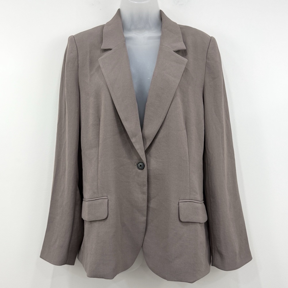 Spanx Carefree Crepe Blazer Womens Taupe L Office Career Minimal Professional
